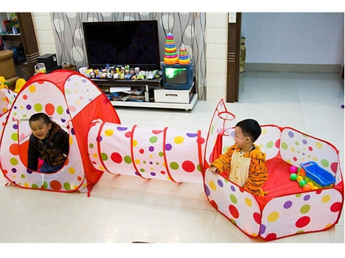 Crazy Art Kids 3-in-1 Foldable Play Tent Tunnel House with Balls 6