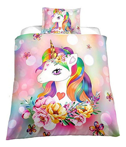 Suncloris Juego De Funda Nórdica Little Cute Princess Unicorn 0