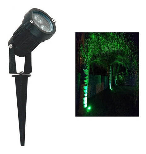 Led Garden Spike Light 6W Green Metal 0