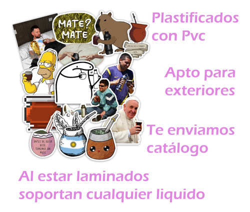 Stickers Mate Yerba Termo 15 Unidades Pvc Plastificados 1