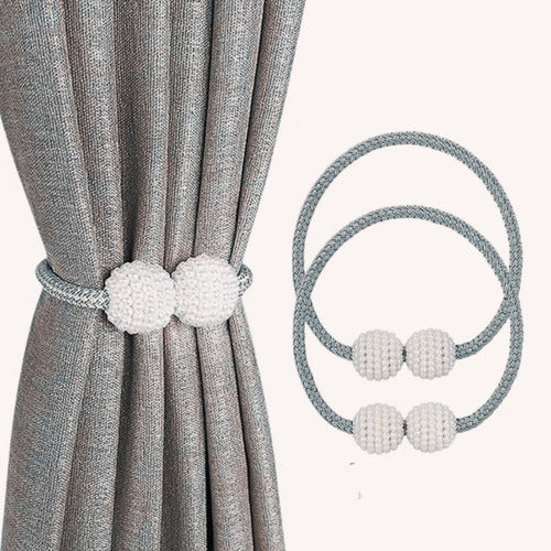 Maga Curtain Tiebacks with Magnet, Holder, Fastener X2 Gray 0