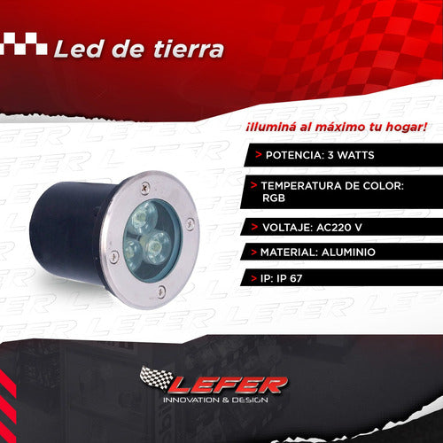 Spot Led Aplique Empotrable Embutir Piso Redondo Ip67 3w Rgb 3