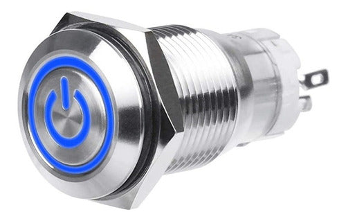Metal Retention Push Button with Logo 22mm LED 12V Blue 0
