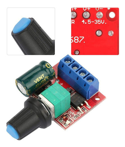 Controlador De Velocidad De Motor Dc 5 V-28 V 5 A Regulador 1