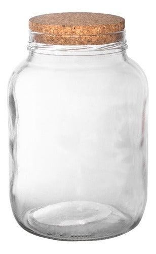 Set of 2 Giant 3000 cm3 Glass Jars with Cork Lid 0