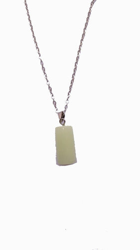 Maravill. Cream Cylinder Luminous Stone Pendant Chain Necklace 0