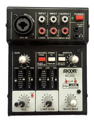 Moon Consola Mixer Mc302usb Con Interfaz Grabacion 1