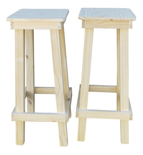 Saura Muebles Combo of 2 Economic Pine Stools 75cm Offer 0