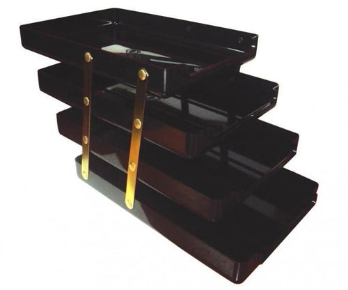 OTA Black 4-Tier Plastic Stackable Tray 0