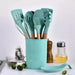 Vonne 13-Piece Silicone Kitchen Utensil Set with Wooden Handle 1