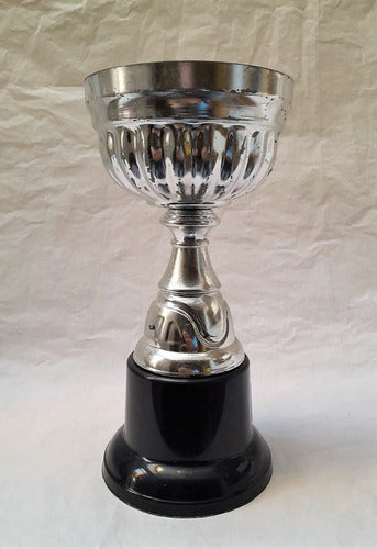 Copa Trofeo Elegante Diseño Cuerpo Metal Plateado-plastico 1