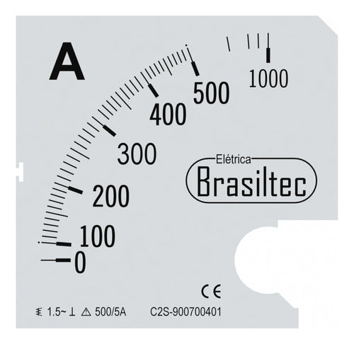 Escala 500/5 Para Amperimetro Brasiltec 96mm 0