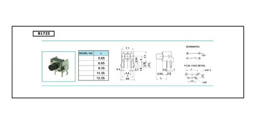 Tact Switch Right Angle 6x6x6.85mm 2p X20 2