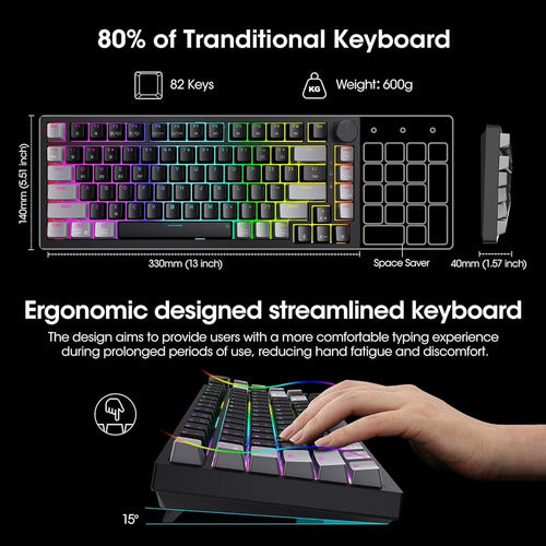 Koorui Gaming Keyboards, 82-Key Mechanical Keyboard 2 3