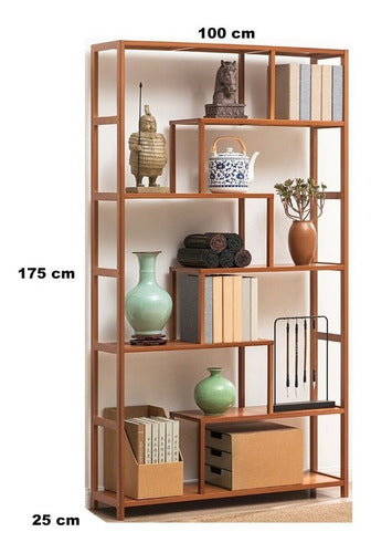 Carolinas Home Bamboo Shelf 100x25x175cm Mahogany Color 1