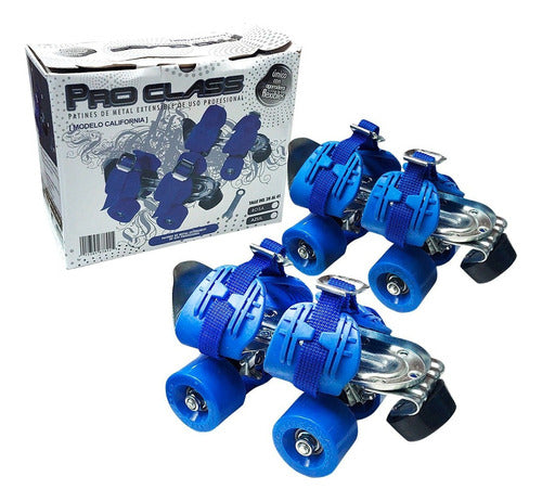 Pro Class Extensible 4-Wheel Roller Skates Size 28 to 41 Blue 4