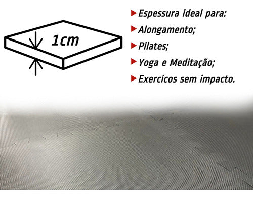 10 Pçs Tapete Tatame Eva Treino Fitness 100x100cm 10mm Preto 4