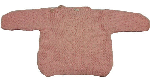 Generic Hand-Knit Baby Sweater in Pink with Bubbles and Buttons T0 Liquidation 1