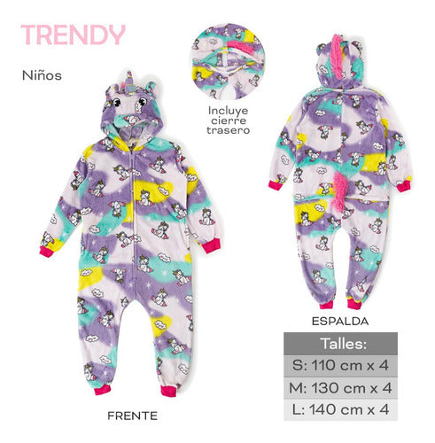 Trendy Pijama Nena Enterizo Polar Suave Multicolor Calentito Cierre 1