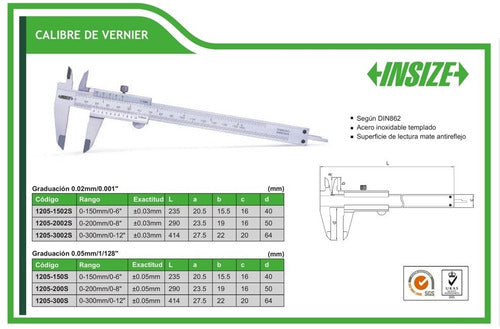 Insize Mechanical Caliper 1205-1502S 150mm Reading 0.02mm Solfer 1