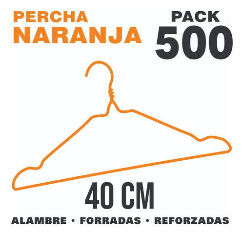 Perchas De Alambre Forradas Reforzadas X500 - Color Naranja 1