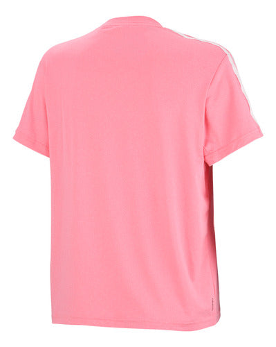 adidas Aeroready Essentials 3 Stripes T-Shirt in Pink and White 1