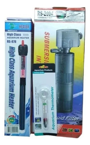 RS Electrical Kit Equipamiento Pecera 200 Litros Filtro Calefactor Aireado 0