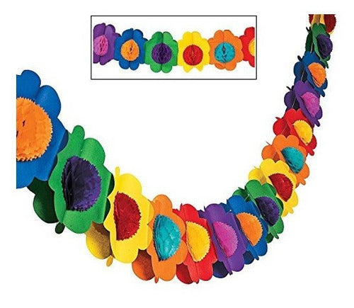 Fun Express Multicolor Tissue Flower Garland Novedad 0