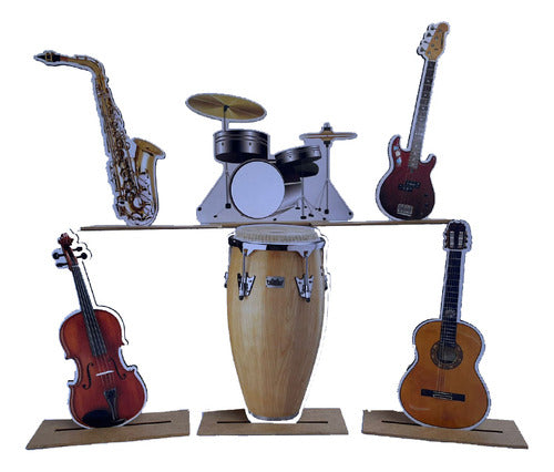 Kit Display De Mesa 6 Peças Festa Instrumentos Musicais Mdf 0