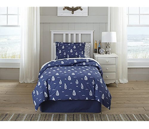 Lullaby Bedding Twin Away At Sea Juego De Edredón De Percal 0