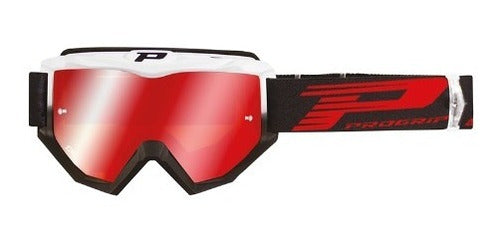 Progrip 3201 Antifog Goggles White/Black Red Mirror 0