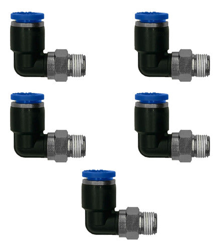 Conector Codo Neumático Rosca 3/8 - Tubo 12mm X5u 0