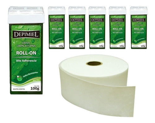 Depimiel Kit 6 Roll On Aloe Depimiel + Bandas En Rollo X 50 Mts 1