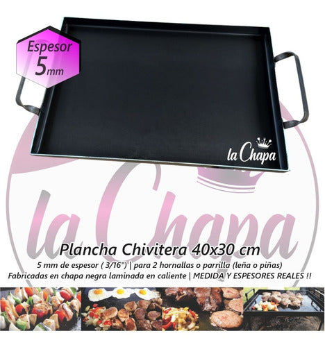 LA CHAPA Plancha Chivitera 40x30 Muy Gruesa 5 Mm Con Molde De Huevos 1