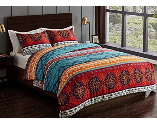 Boho Mandala Bohemian Chic 3 Uds. Juego De Cama Tamaño Queen 1