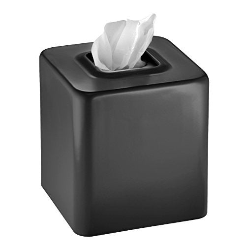 mDesign Facial Tissue Box Cover / Holder for Bathroom Vanity Countertops - Black 0