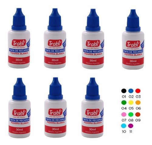 Tinta Recarga Marcador De Pizarra 30ml X 10 Colores Surtidos 1