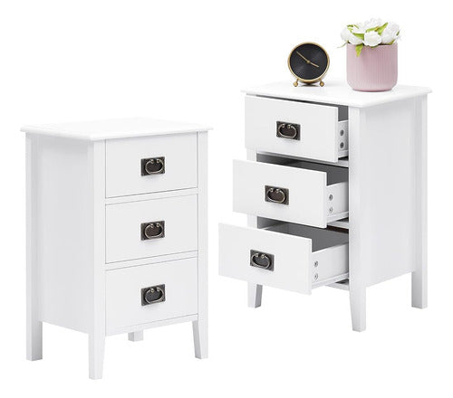 Vecelo Nightstand Set of 2 - Modern Nightstand with Three Drawers 0