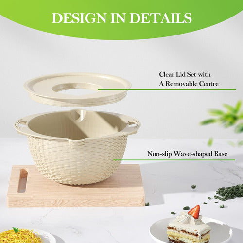 UTTKOJ 4-in-1 Kitchen Strainer Set with Bowl, Beige 5