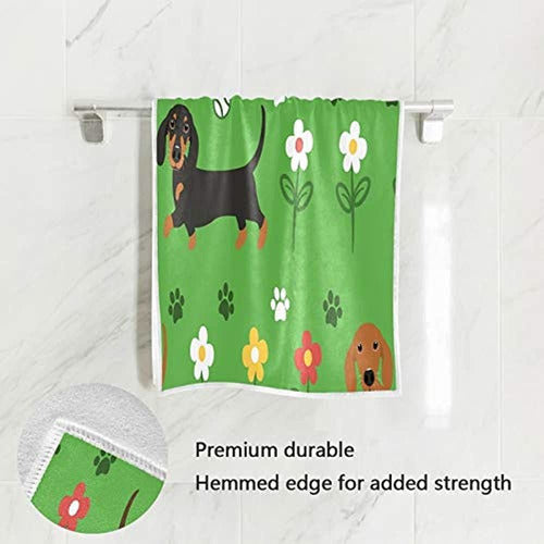 QUGRL Cute Dachshund Cocina Toallas De Mano Perros Toalla De Baño 2