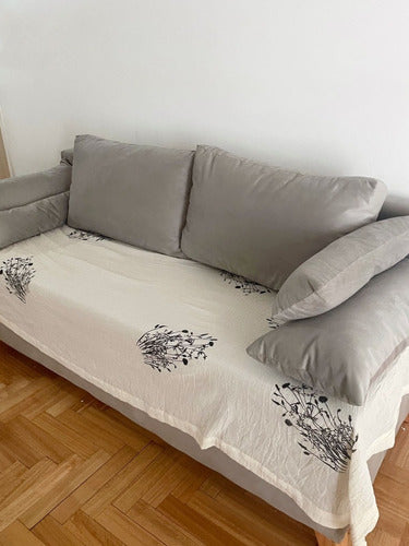 Queen Size Cotton Gauze Throw Bedspread with Málaga Print 13
