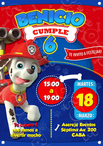 COCOBE Digital Birthday Invitation Marshall Paw Patrol Card 0