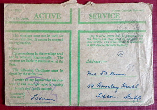 Inglaterra, Sobre Servicio Activo Wwii Censura 1945 L8081 0