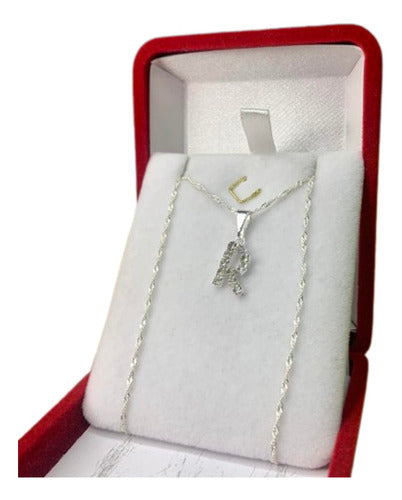 Mashoka Joyas BS AS Singapore Chain with Initial Pendant White 45cm Ideal Gift Kit 030 2