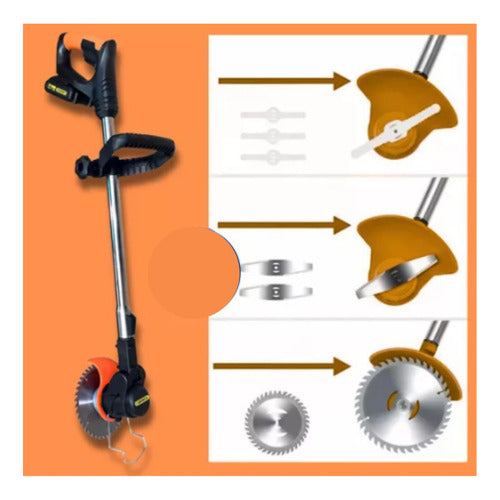 Roçadeira Aparador Grama 2 Baterias Recarregável 21v Cortado 3