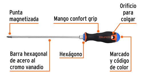 Truper Comfort Grip 3/16'' X 8'' Phillips Screwdriver 2