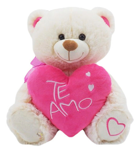 Plush Teddy Bear with Embroidered I Love You Heart Soft Toy 30cm 5