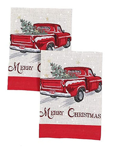 Manor Luxe Merry Christmas Truck Towels Decorative, 14 X 22 1