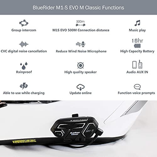 Auriculares Bluetooth Para Motocicleta Bluerider M1-s Evo, I 2