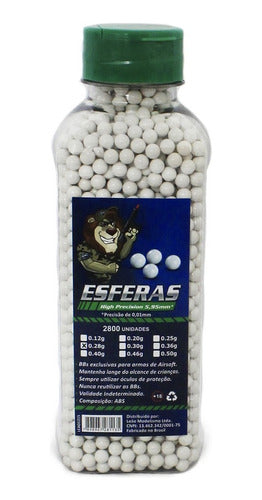 Esfera Airsoft Bbs Leão 0.28g 6mm Pote Com 2.800 Un 0